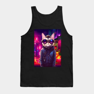 Techno Cat In Japan Neon City Tank Top